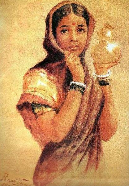 Raja Ravi Varma The Milkmaid oil painting image